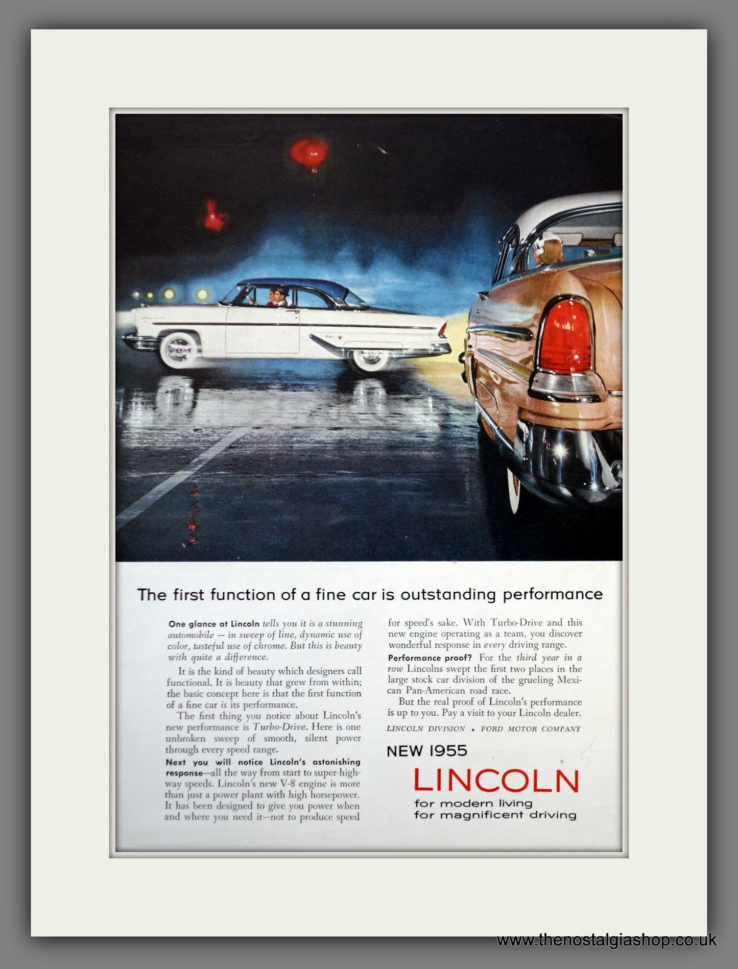 Lincoln Motor Cars. Original American Advert 1955 (ref AD60921)