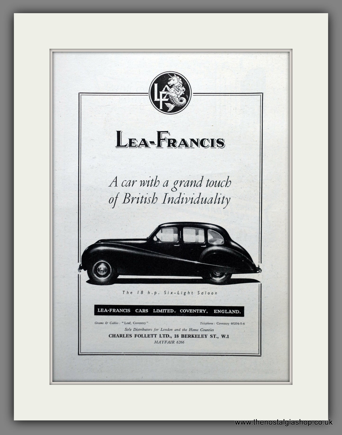 Lea-Francis Motor Cars. 1953 Original Advert (ref AD60929)