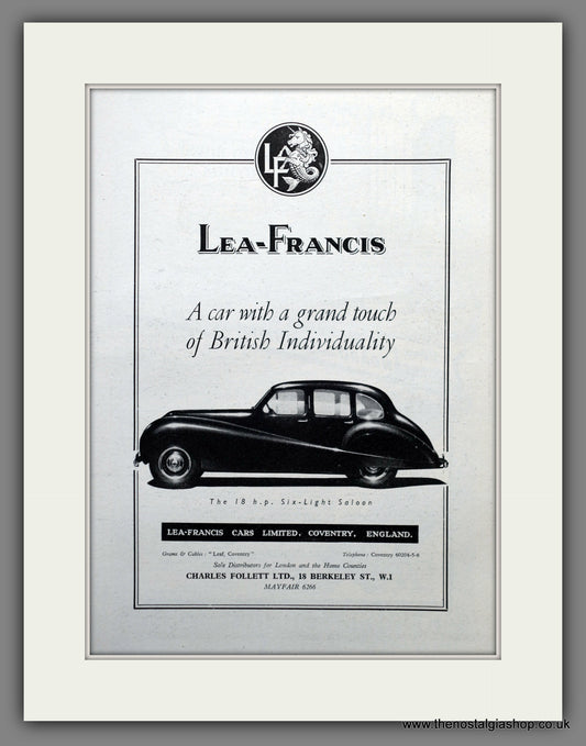 Lea-Francis Motor Cars. 1953 Original Advert (ref AD60929)