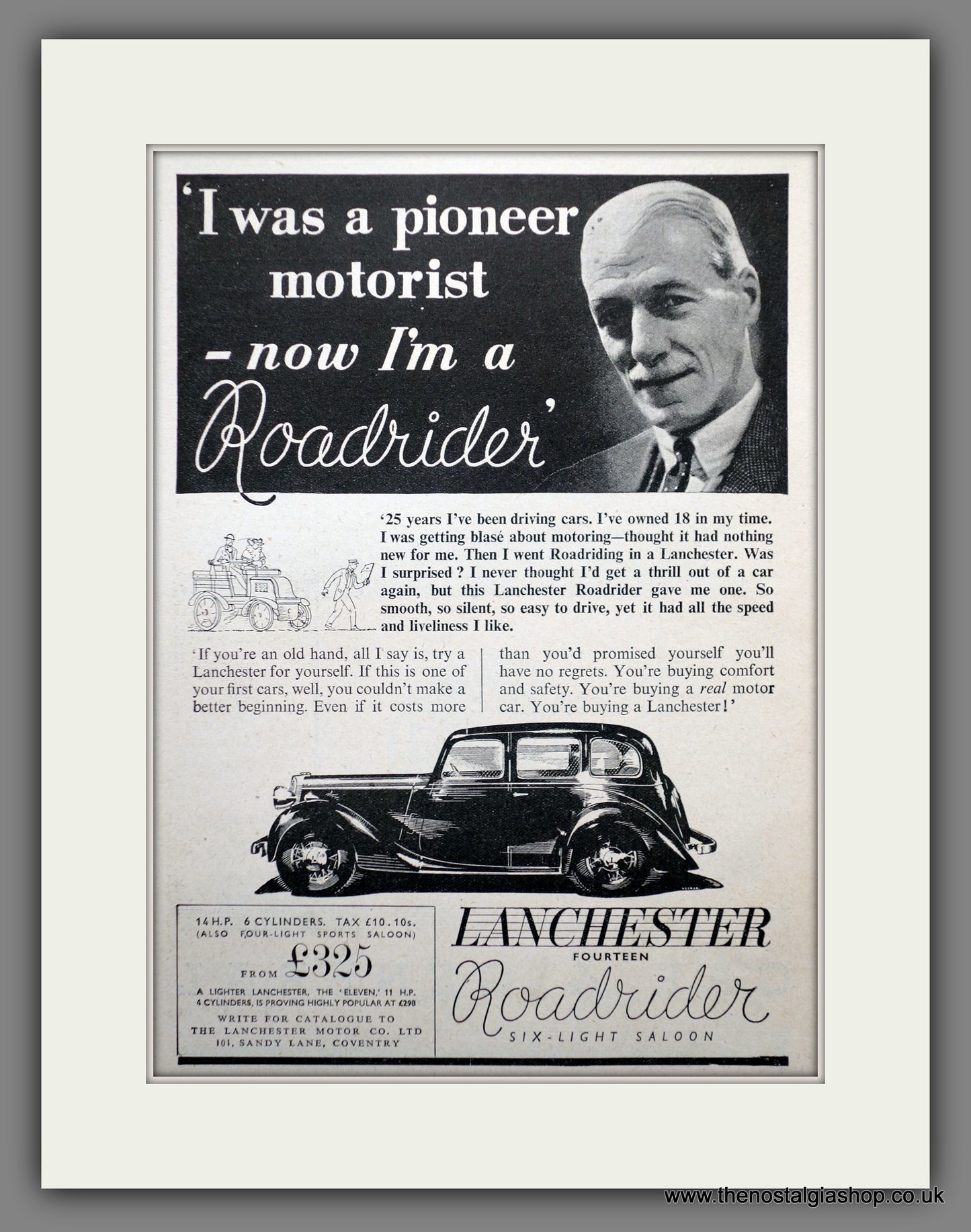 Lanchester Fourteen Roadrider Saloon 1936 Original Advert (ref AD60935)