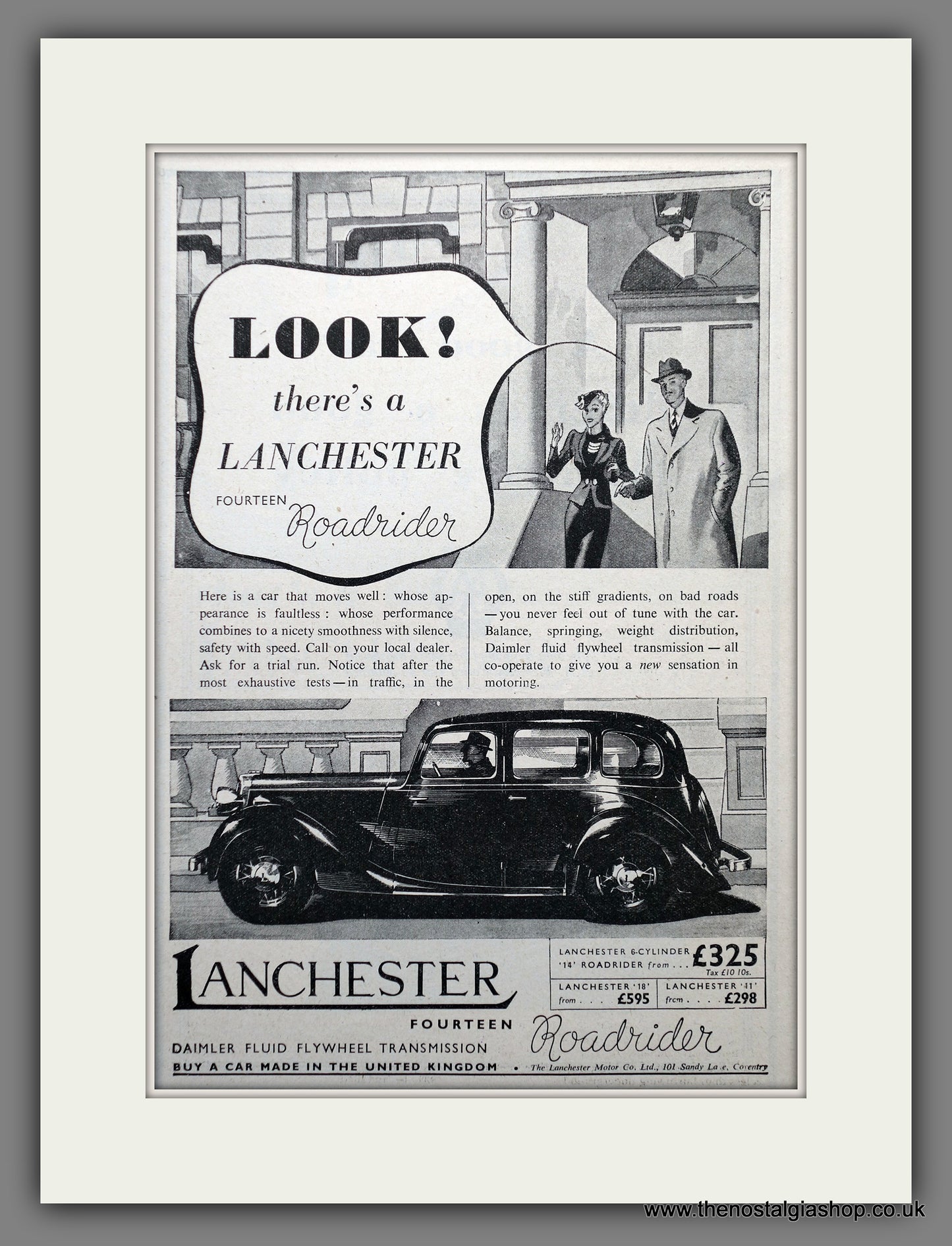 Lanchester Fourteen Roadrider 1937 Original Advert (ref AD60937)
