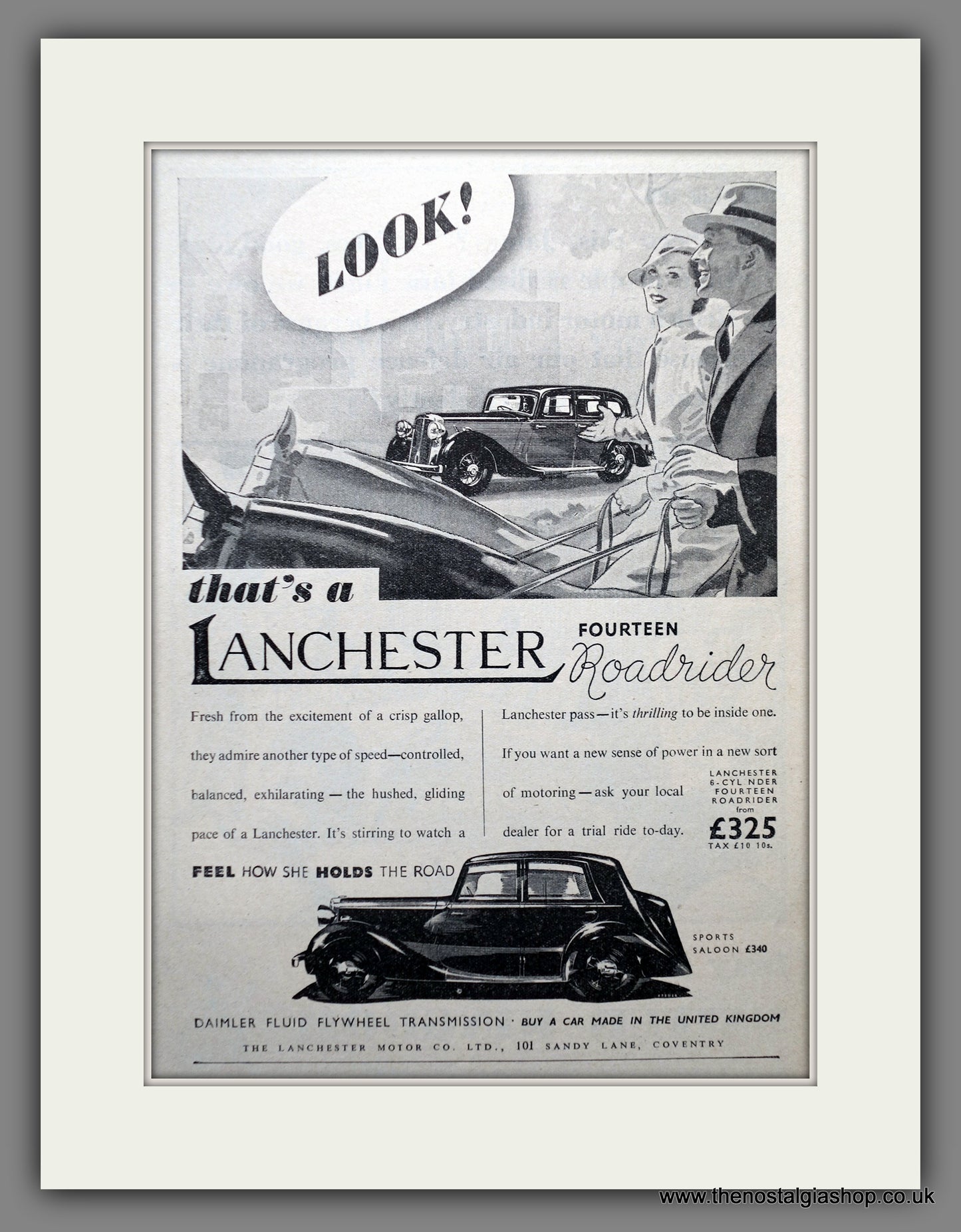 Lanchester Fourteen Roadrider 1937 Original Advert (ref AD60938)