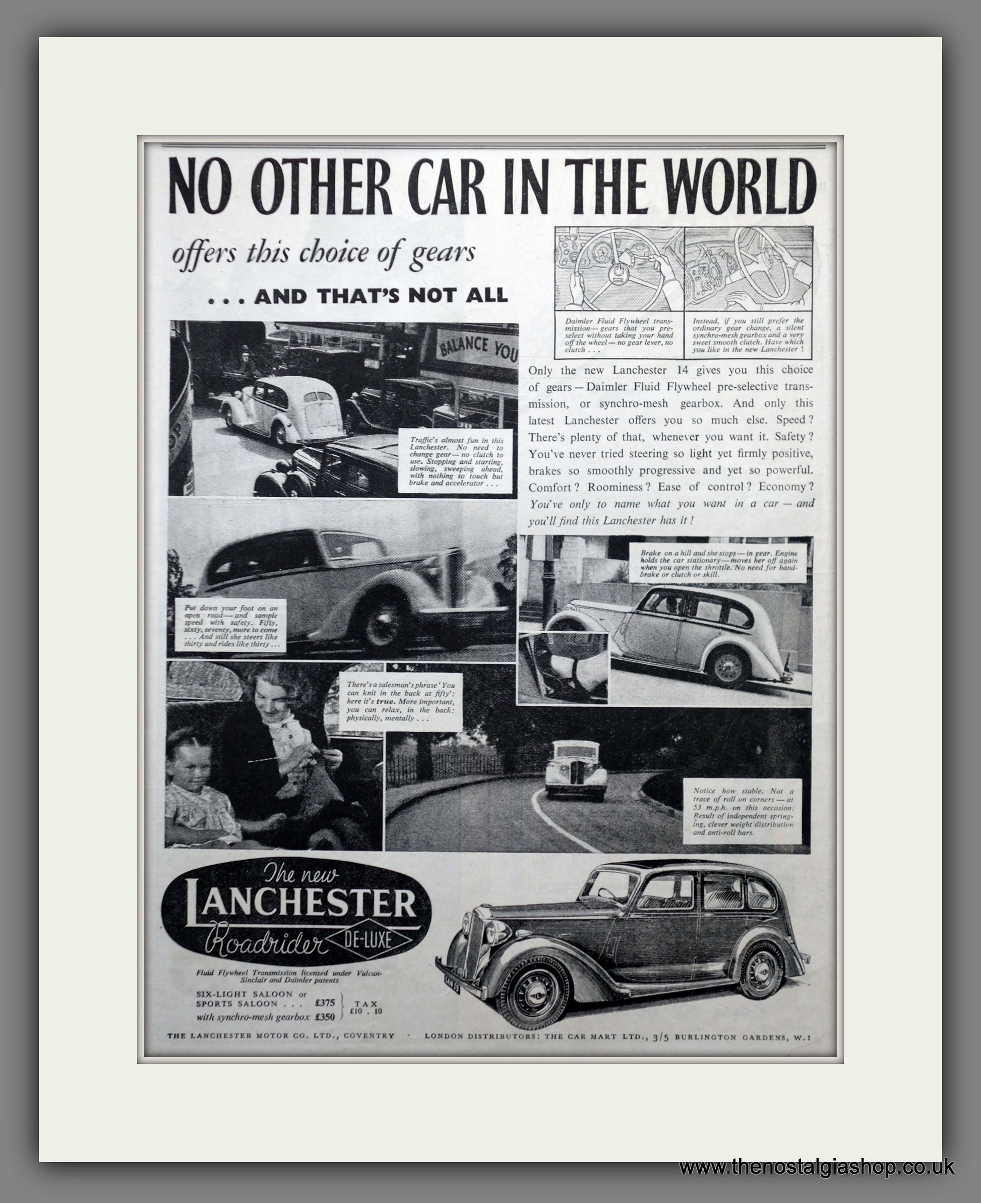 Lanchester Roadrider DeLuxe Motor Cars 1938 Original Advert (ref AD60