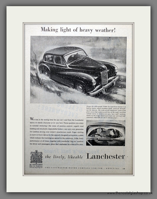Lanchester Fourteen Motor Cars 1952 Original Advert (ref AD60943)