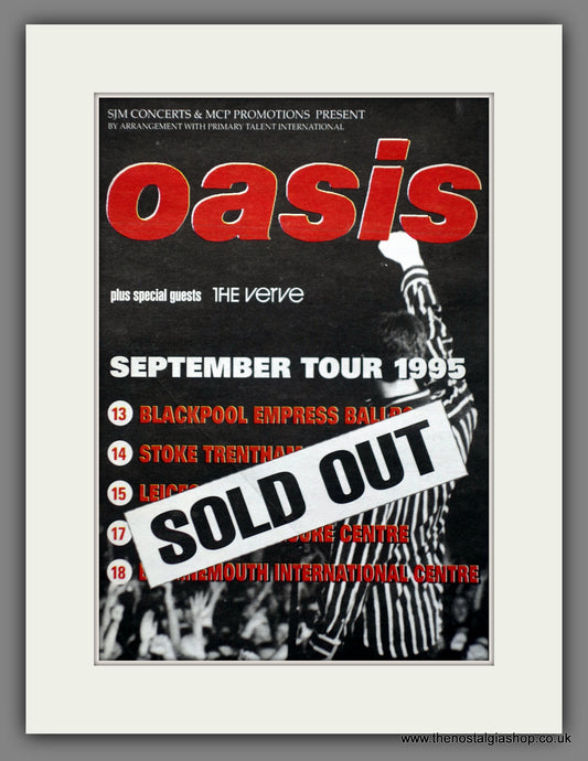 Oasis. UK Tour September 1995. Sold Out. Vintage Advert 1995 (ref AD60953)
