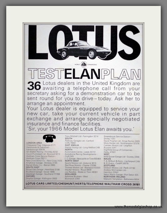 Lotus Elan 1965 Original Advert (ref AD60982)