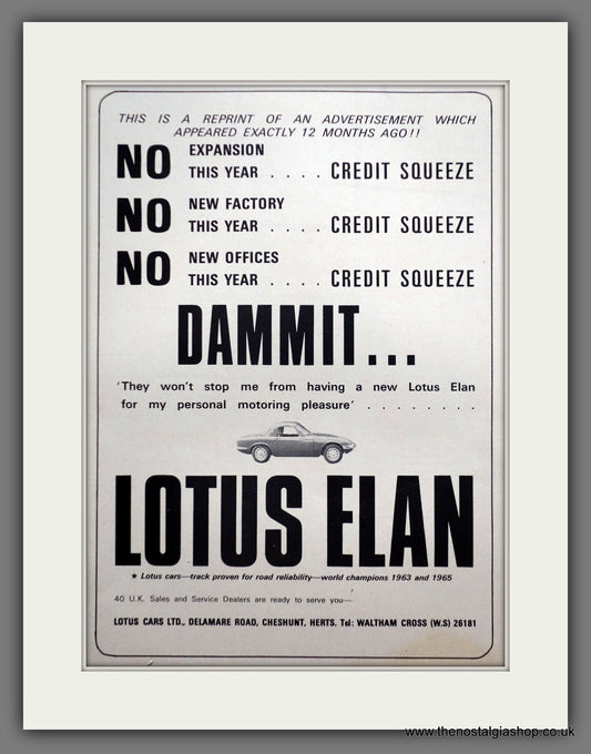 Lotus Elan 1966 Original Advert (ref AD60986)