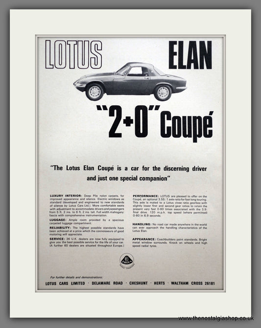 Lotus Elan 1966 Original Advert (ref AD60988)
