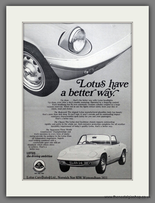 Lotus Elan 1969 Original Advert (ref AD60991)