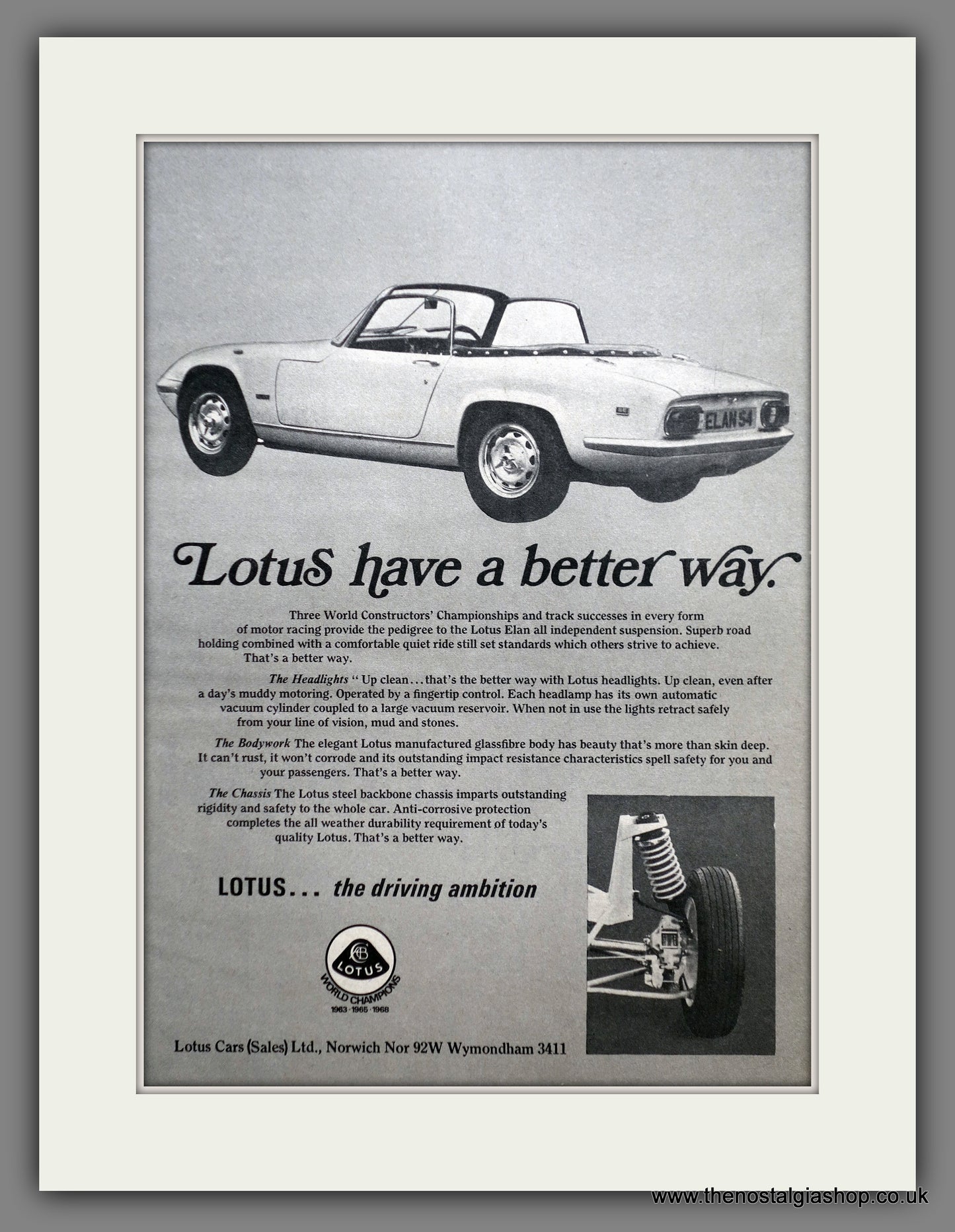 Lotus Elan 1969 Original Advert (ref AD60992)