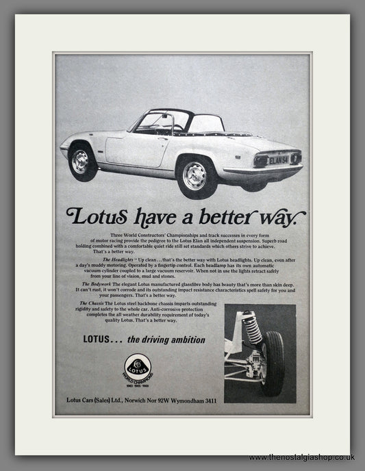 Lotus Elan 1969 Original Advert (ref AD60992)