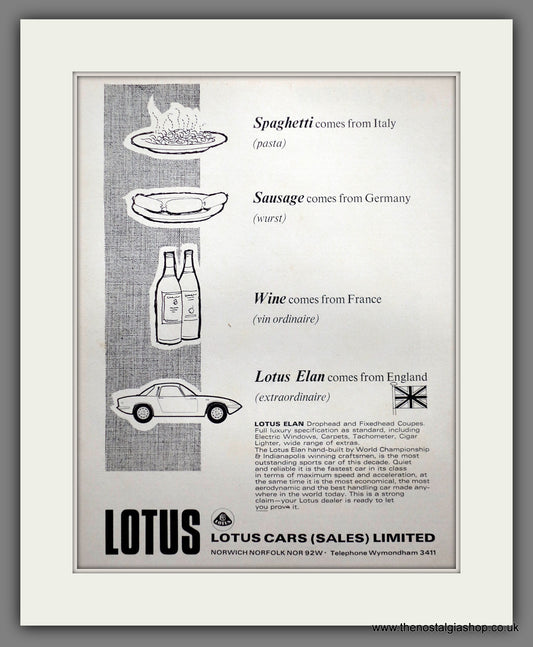 Lotus Elan 1967 Original Advert (ref AD60996)