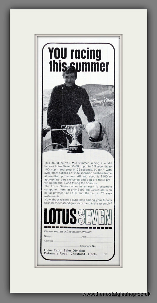 Lotus Seven. 1964 Original Advert (ref AD61039)