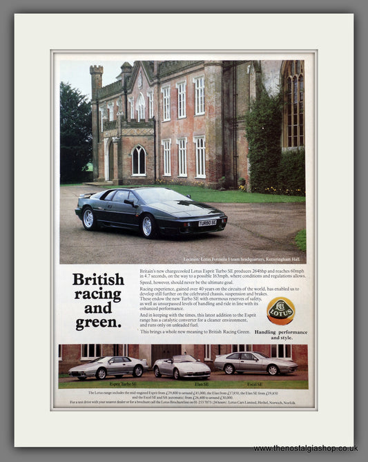 Lotus British Racing and Green. 1990 Original Advert (ref AD61068)