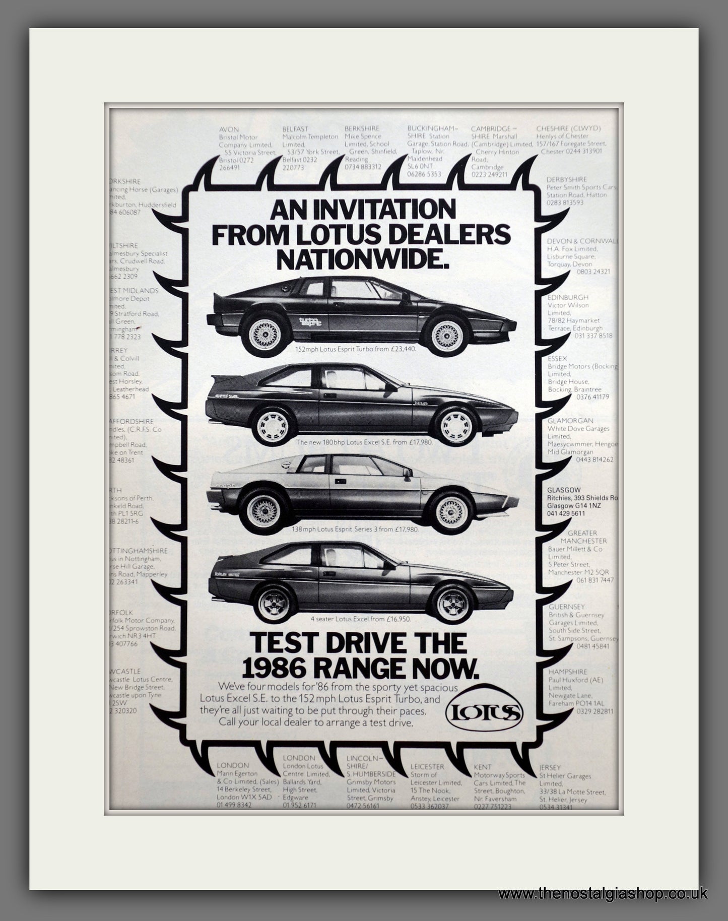 Lotus Cars. 1985 Original Advert (ref AD61070)