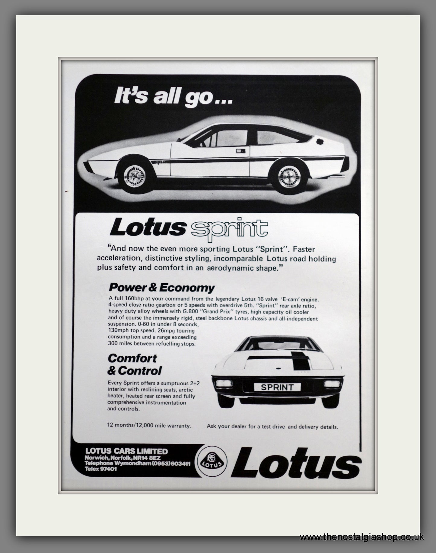 Lotus Sprint. 1977 Original Advert (ref AD61071)