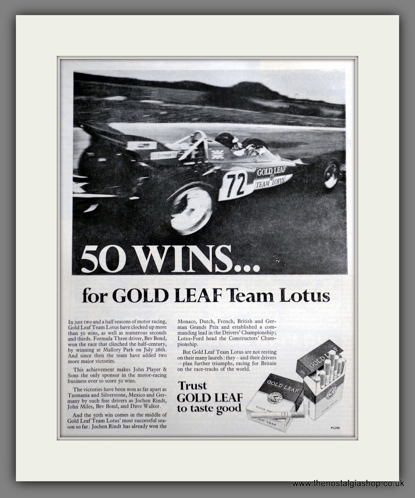 Lotus. Cold Leaf Team Lotus 1970 Original Advert (ref AD61124)