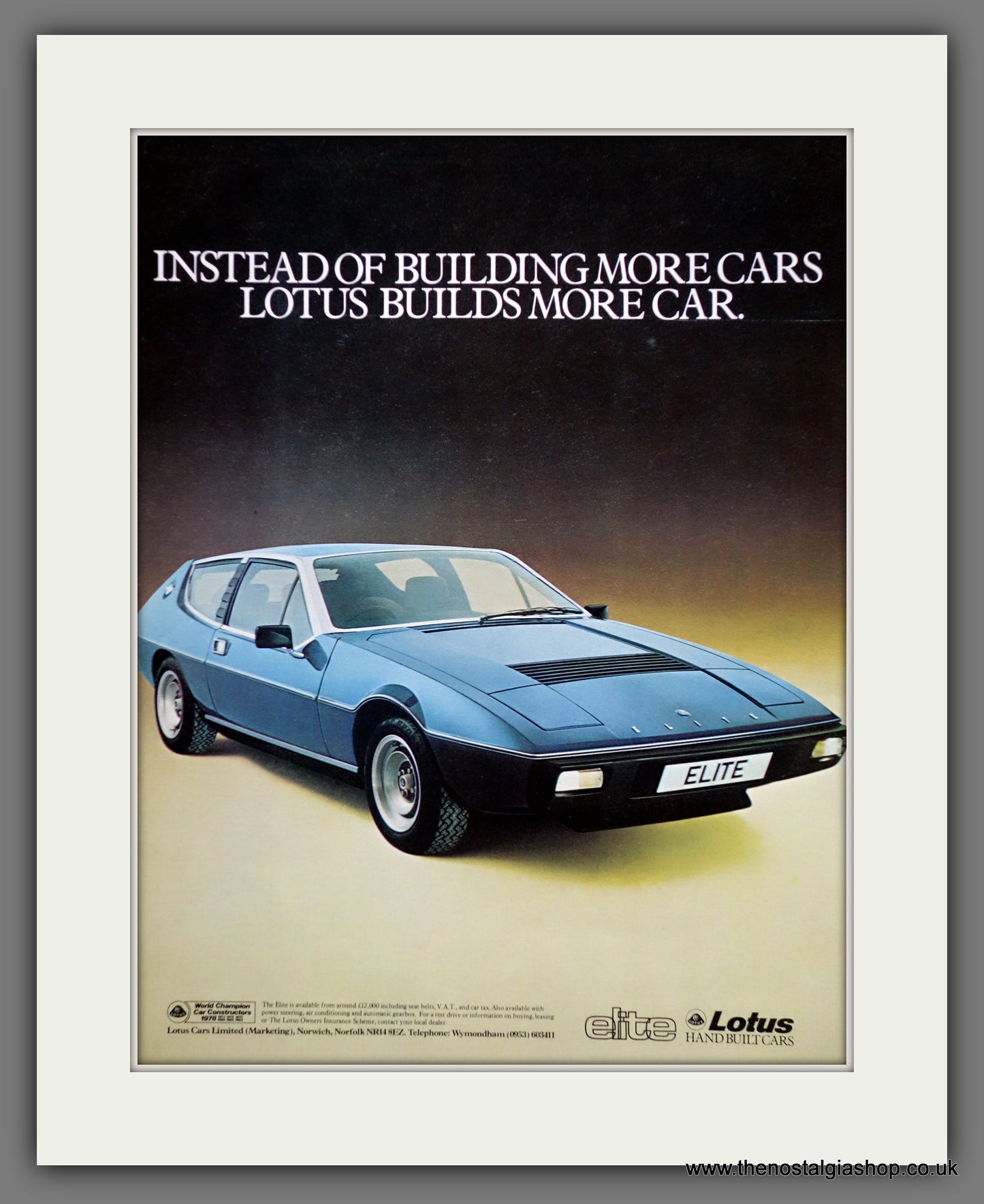 Lotus Elite Original advert 1979 (ref AD179)
