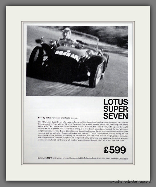 Lotus Seven. 1962 Original Advert (ref AD61160)
