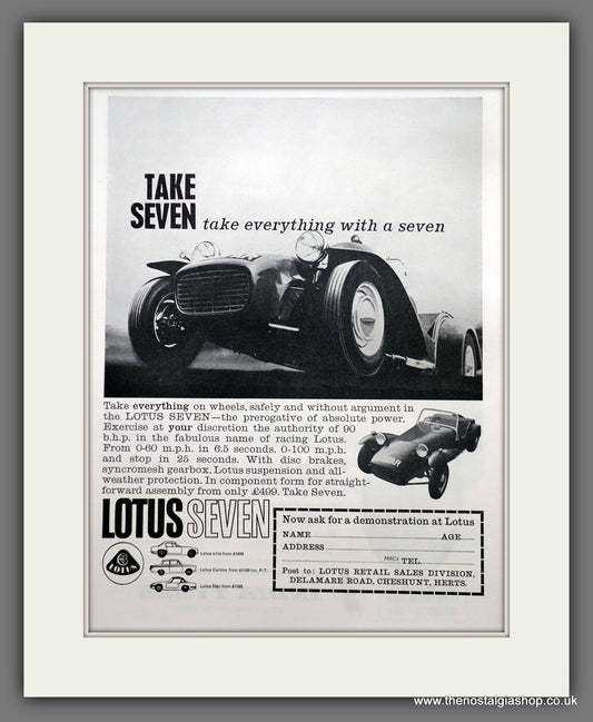 Lotus Seven. 1963 Original Advert (ref AD61161)
