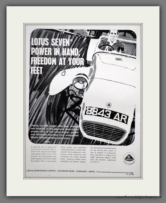 Lotus Seven. 1964 Original Advert (ref AD61162)