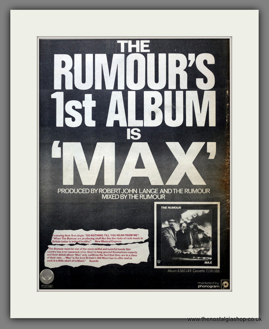 Rumour's (The) 1st Album Max. Original Advert 1977 (ref AD15530)