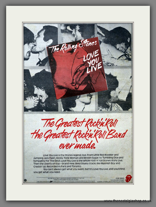 Rolling Stones (The) Love You Live. Original Advert 1977 (ref AD15534)