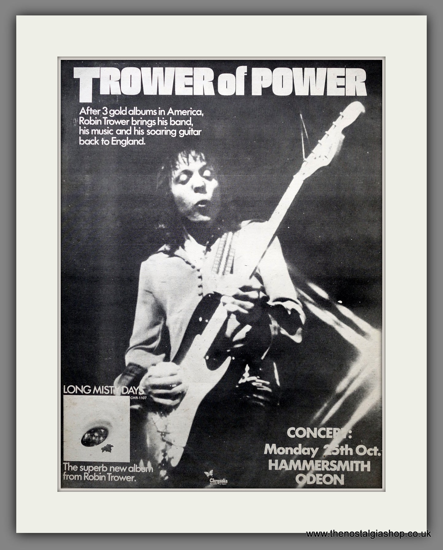 Robin Trower  Long Misty Days. Original Advert 1976 (ref AD15550)