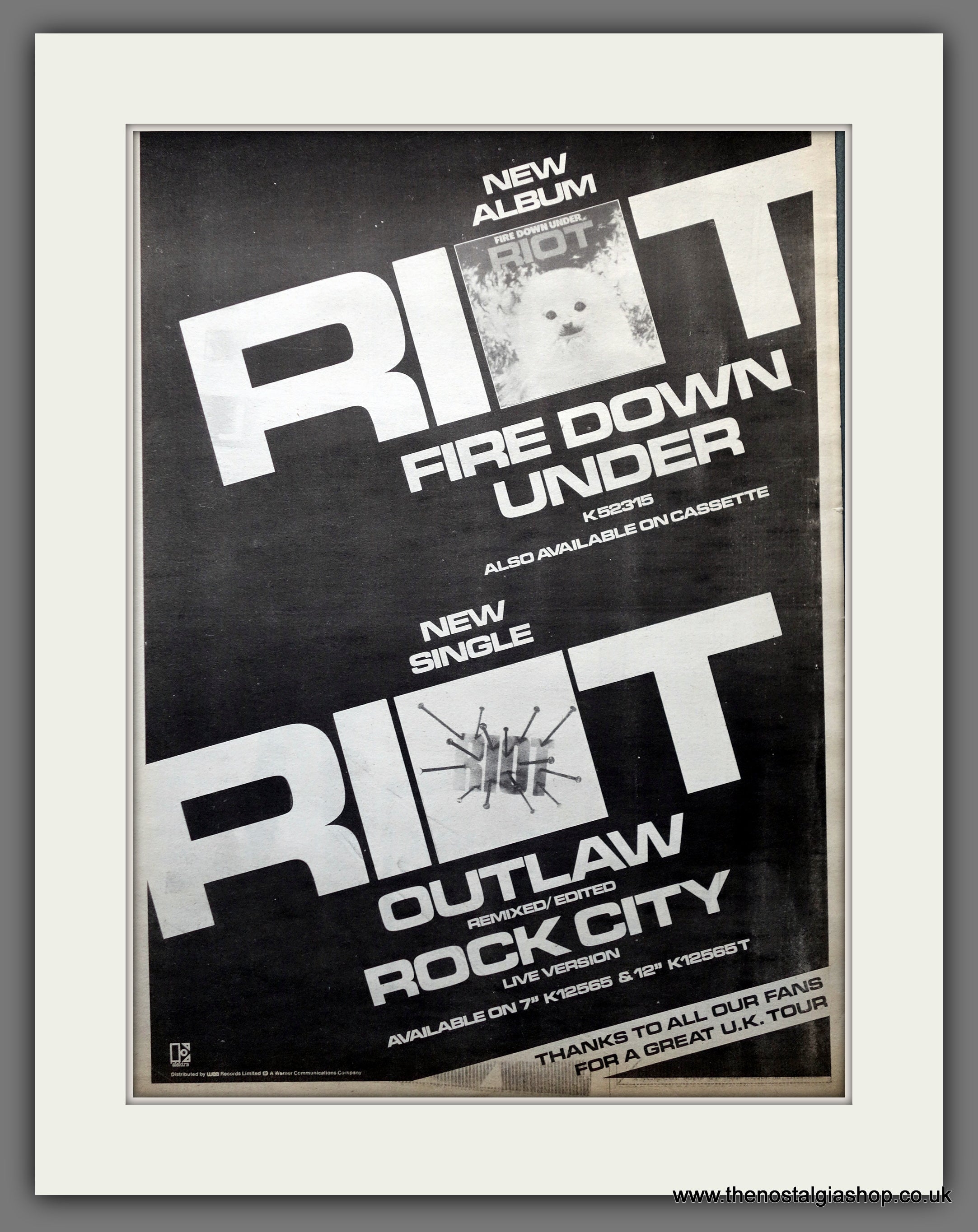 Rapper Riot Fire Riot Fire Down Under. Original Advert 1981 (ref AD15555) – The ...