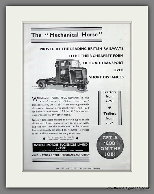 Karrier 'Cob'. Mechanical Horse. Original Advert 1935 (ref AD61079)