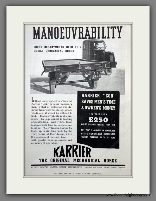 Karrier 'Cob'. Mechanical Horse. Original Advert 1935 (ref AD61078)