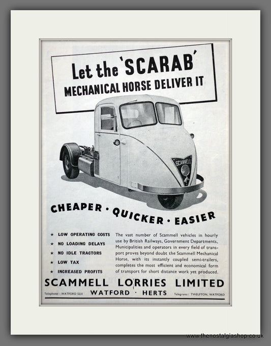 Scammel Scarab. Mechanical Horse. Original Advert 1949 (ref AD61077)
