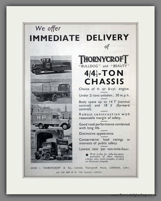 Thornycroft Goods Vehicles. Original Advert 1935 (ref AD61082)