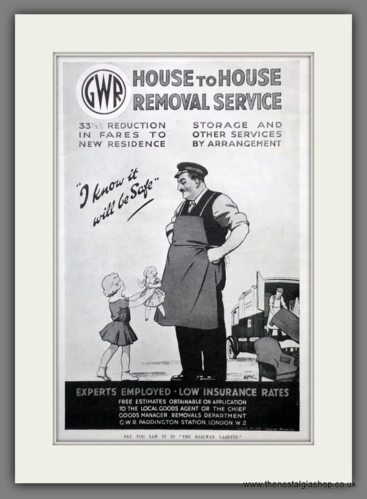 GWR House to House Removal Service. Original Advert 1935 (ref AD61106)