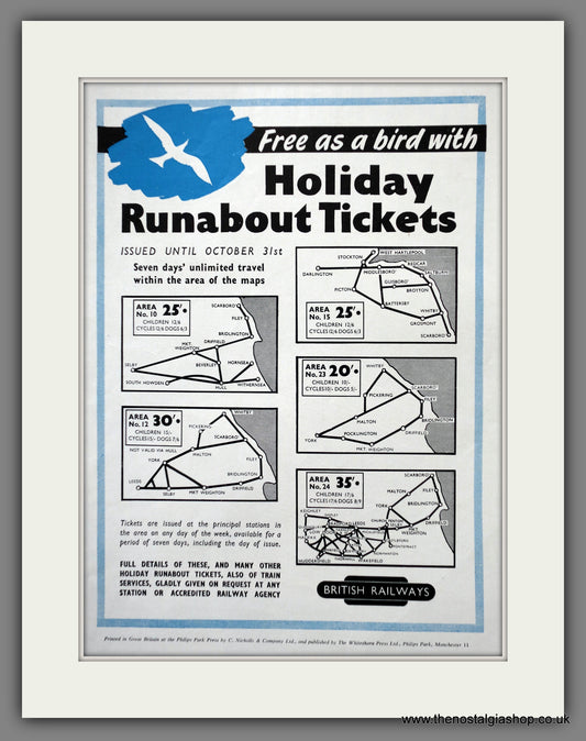 British Railways Holiday Runabout Tickets. Original Advert 1953 (ref AD61107)