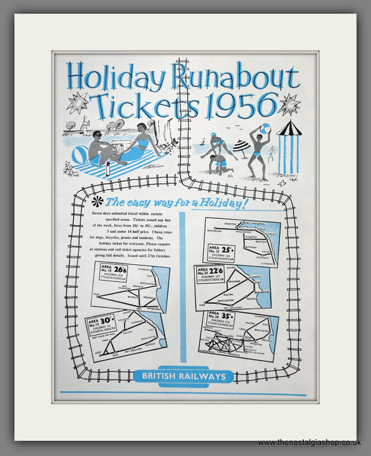 British Railways Holiday Runabout Tickets. Original Advert 1956 (ref AD61108)