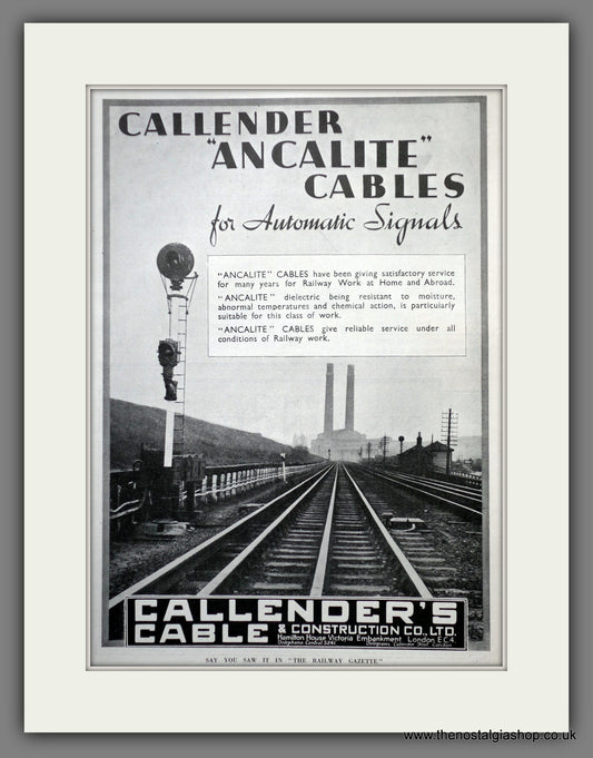 Callender's Railway Signalling Equipment. Original Advert 1934 (ref AD61115)
