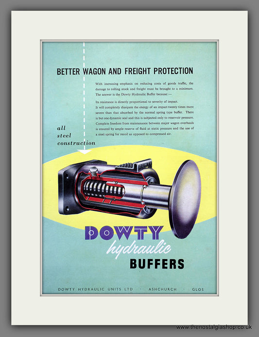 Dowty Hydraulic Railway Buffers. Original Advert 1957 (ref AD61122)