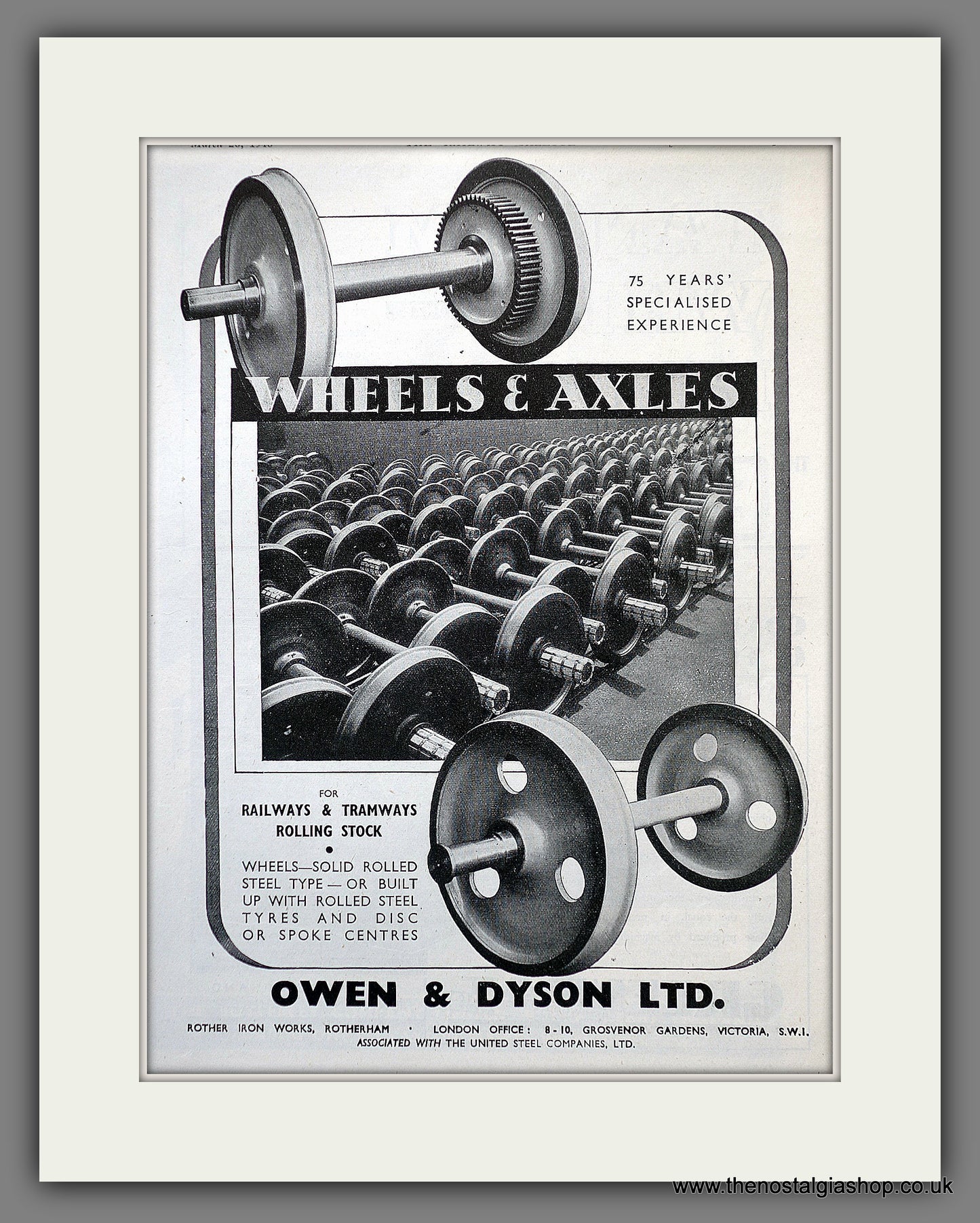 Owen & Dyson Ltd Wheels & Axles. Original Advert 1948 (ref AD61165)