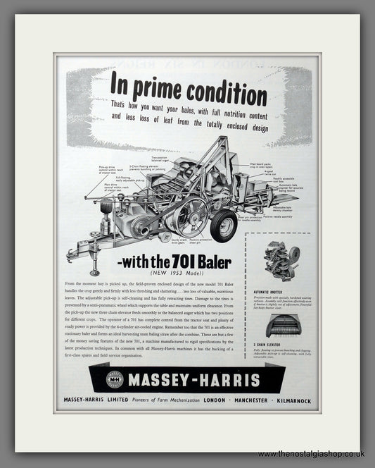 Massey-Harris Farm Equipment. Original advert 1955 (ref AD301363)