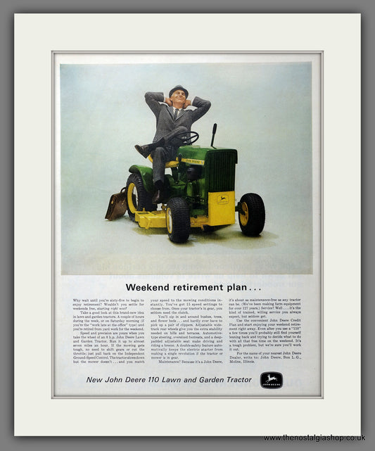 John Deere 110 Lawn Mower. Original Advert 1964 (ref AD301364)