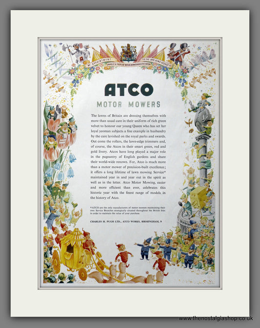 Atco Motor Mowers. Original Advert 1953 (ref AD301365)