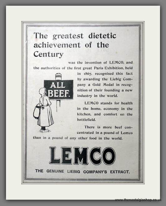 Lemco Beef Concentrate. Original Advert 1901 (ref AD15584)