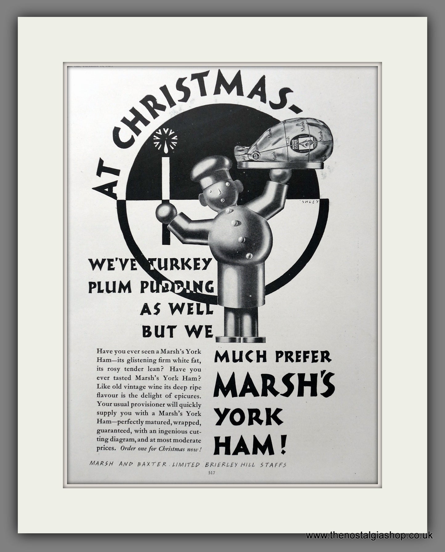 Marsh's York Ham. Original Advert 1927 (ref AD301368)