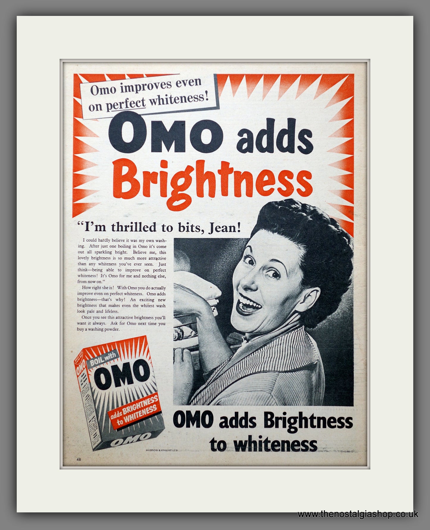 OMO Washing Powder Original Advert 1955 (ref AD301390)