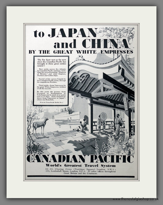 Canadian Pacific Cruising to Japan and China. Original Advert 1931 (ref AD301398)