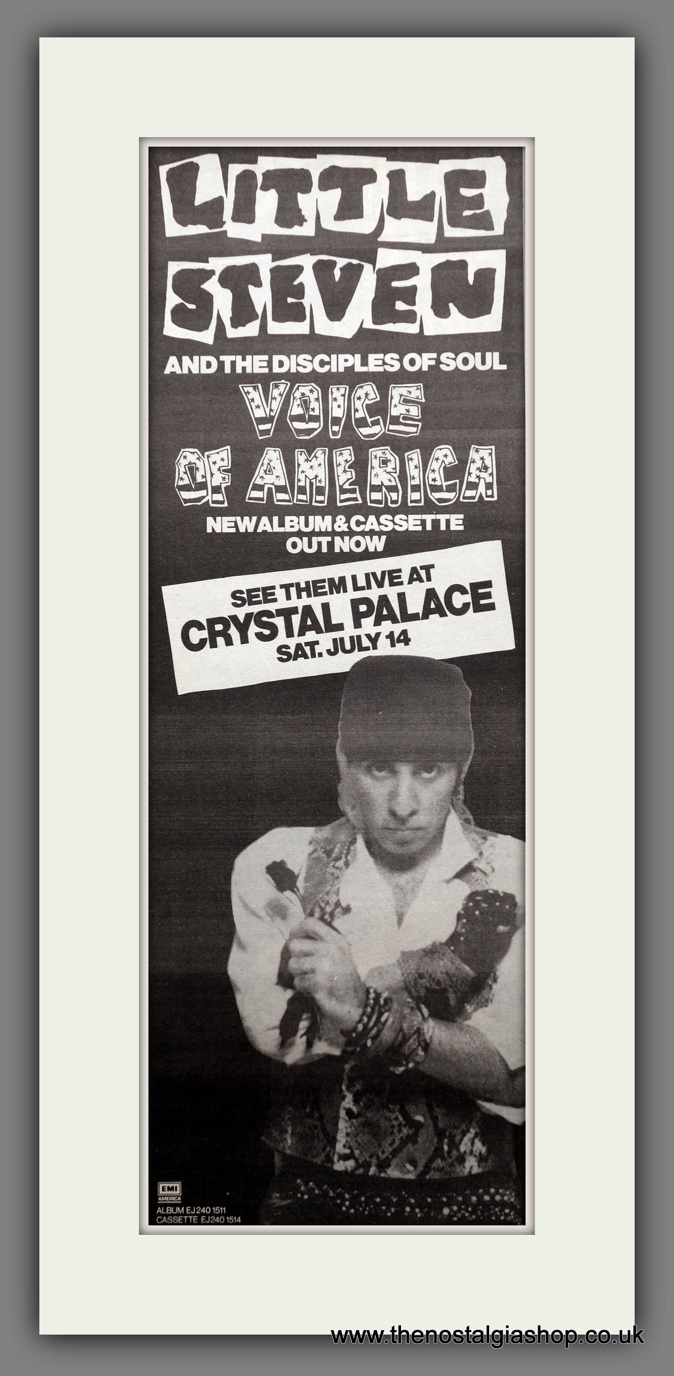 Little Steven Voice Of America. Original Advert 1984 (ref AD200761)