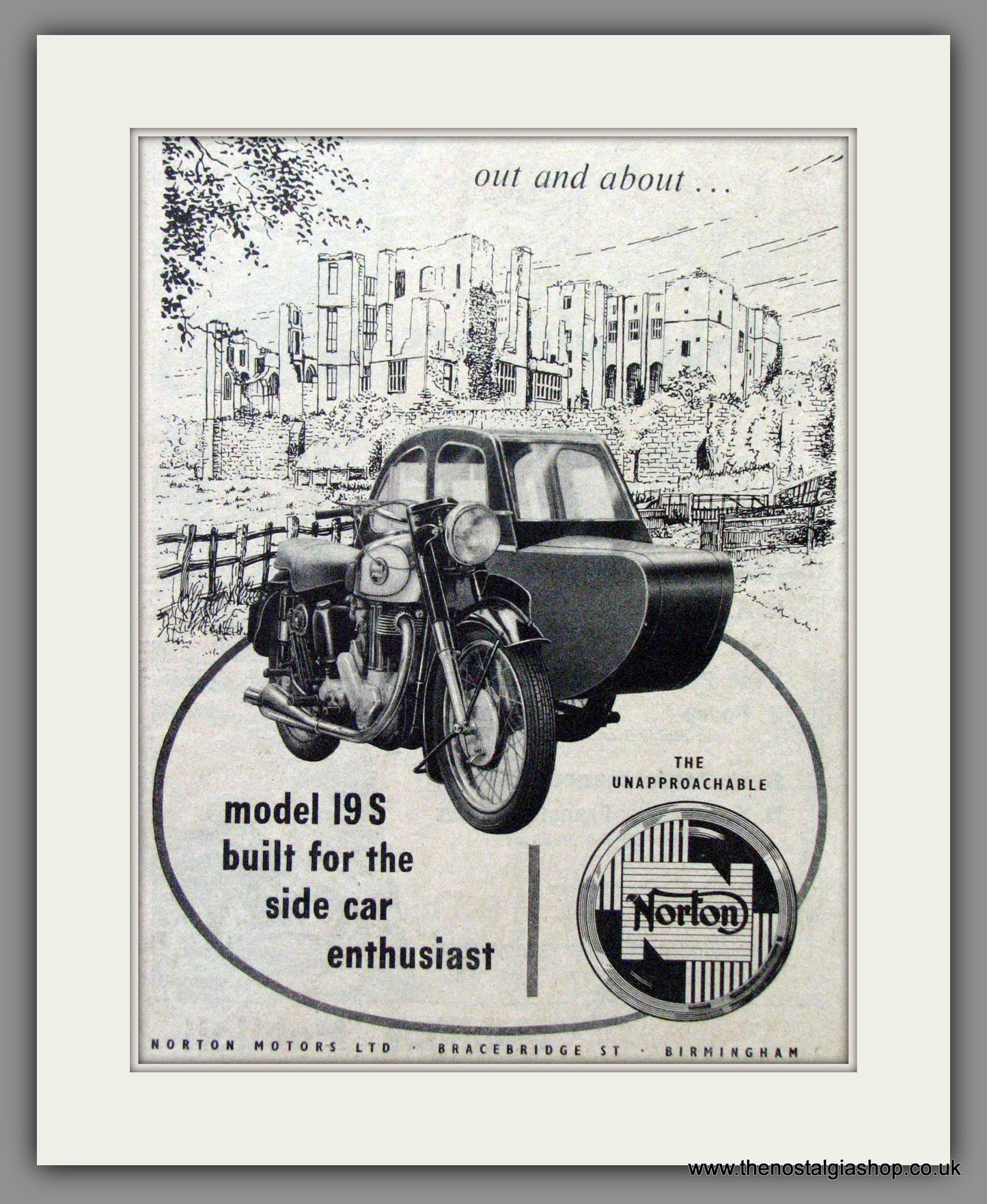 Norton 19S. Out And About. Original Advert 1955  (ref AD52003)