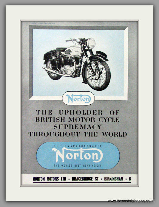 Norton. British Motorcycle Supremacy. Original Advert 1951  (ref AD52025)