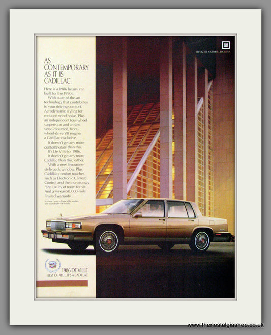 Cadillac De Ville '86. 1986 Original American Advert (ref AD52165)